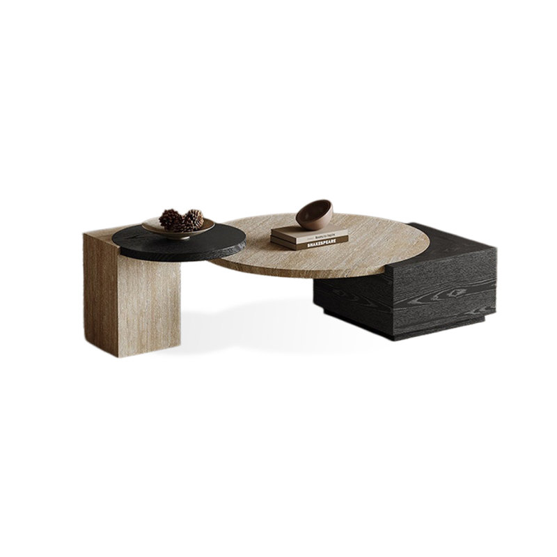 Table basse en bois massif fritté noir, Black/Natural