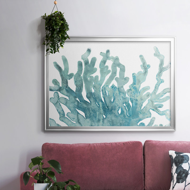 Blue Macro Coral III, reproduction d'art sur toile, H 26 po x l 38 po x P 1,5 po, Argent
