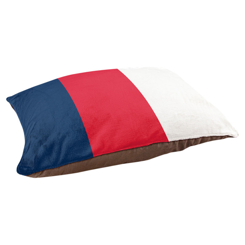 Coussin rectangulaire designer New York Bronx, Grand (L 40 po x l 50 po), Bleu marine / rouge / blanc