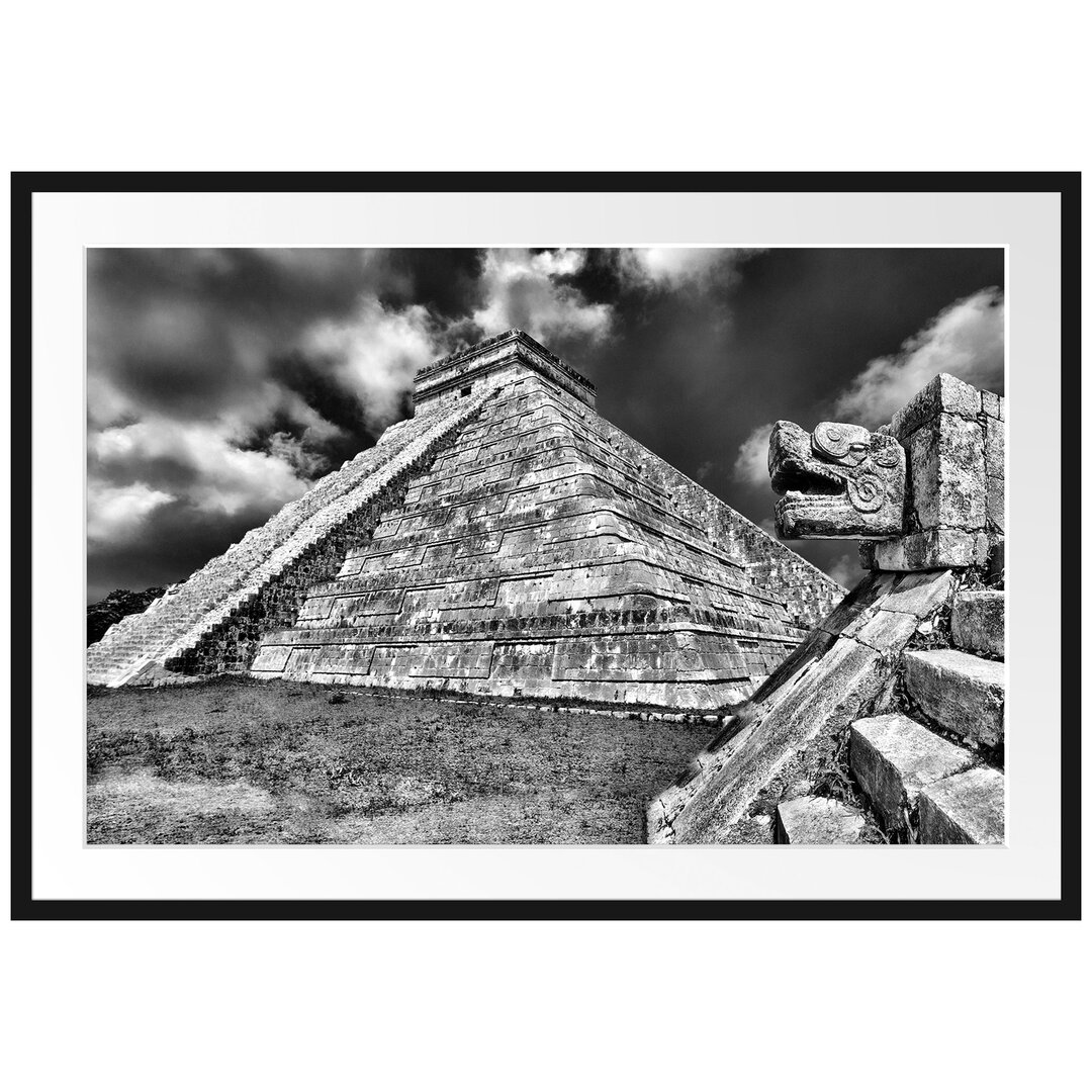 Gerahmtes Poster Schöner Maya Tempel in Mexiko