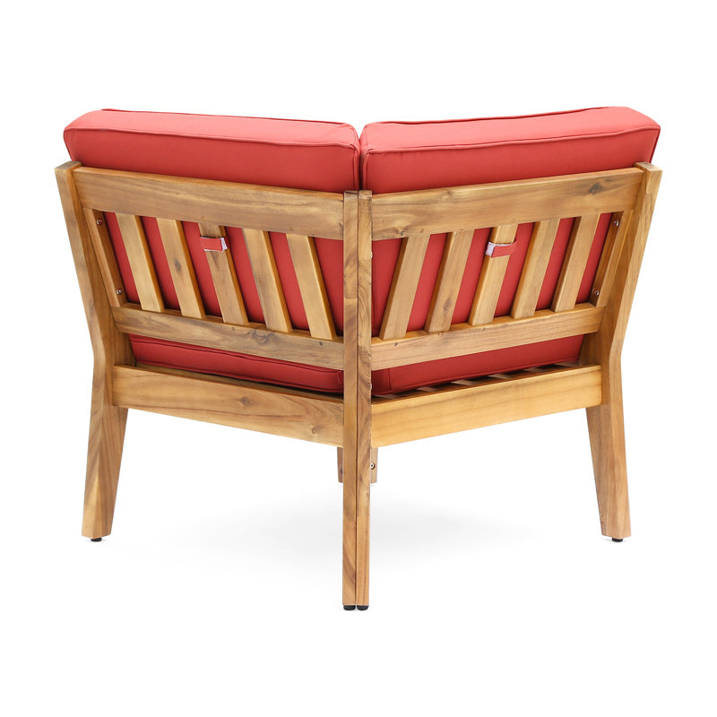 Table basse rouge - fabrication en bois, sièges à lattes populaires, coussins d'eau, table de coin multicolore, bois, cool, modulaire