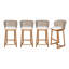 Outdoor Acacia Wood Counter Height Bar Stools with Cushion & Curved Wicker Back for Patio Poolside Kitchen Island-543389071