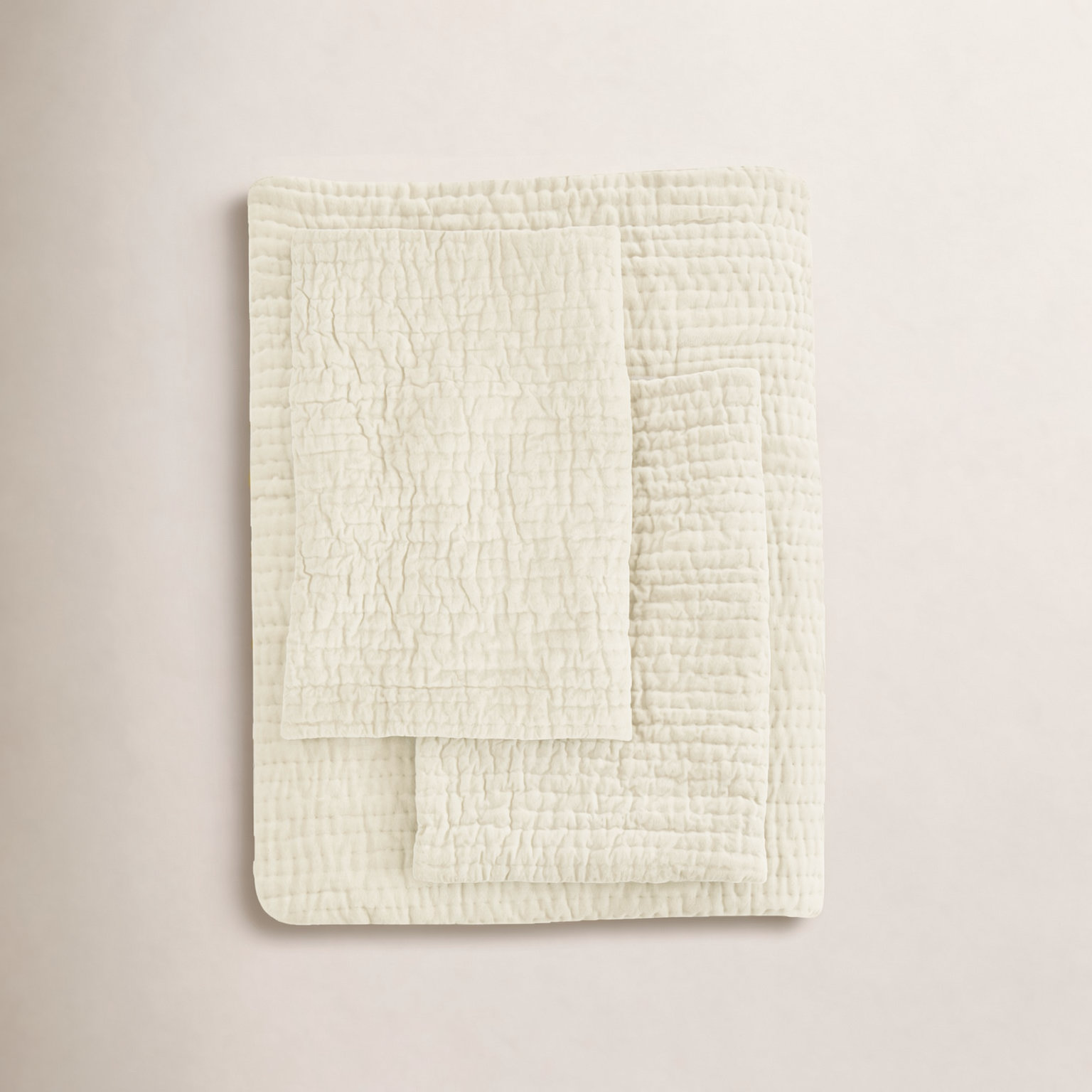 Chambord Cotton Quilt Set, King Quilt + 2 King Shams, Ivory