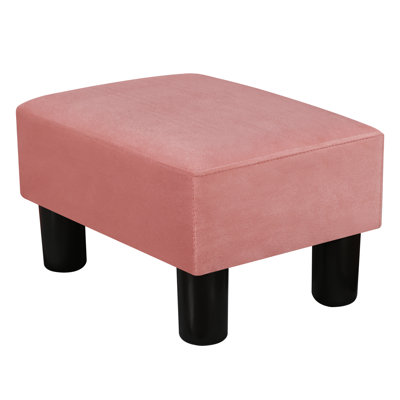 Flannel Small Footstool Ottoman For Footrest, Modern Rectangle Step Stool Extra Seating With Non-Skid Plastic Legs For Living Room, Couch, Entryway