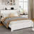 Farmhouse Wood Platform Bed Frame With 2 Drawers,Full Size Bed Frame With Charging Station,No Box Spring Needed-397073892-392005248