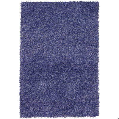 Heston Authentic Hand Woven Handmade Purple Blue & White Double Mixed Modern Abstract Polyester Shag Area Rug