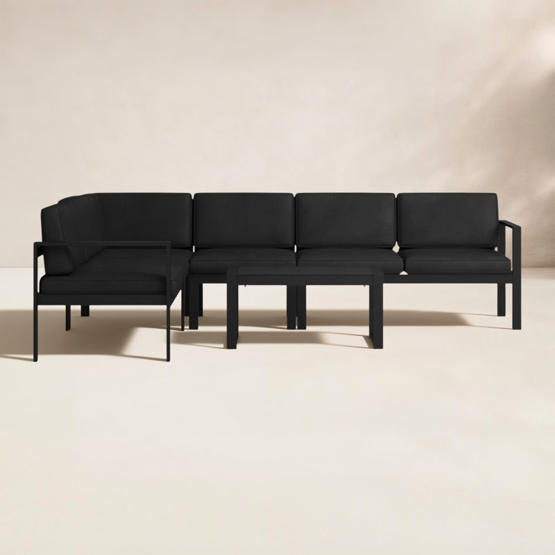 Ensemble de conversation modulaire avec coussins Karen, Noir