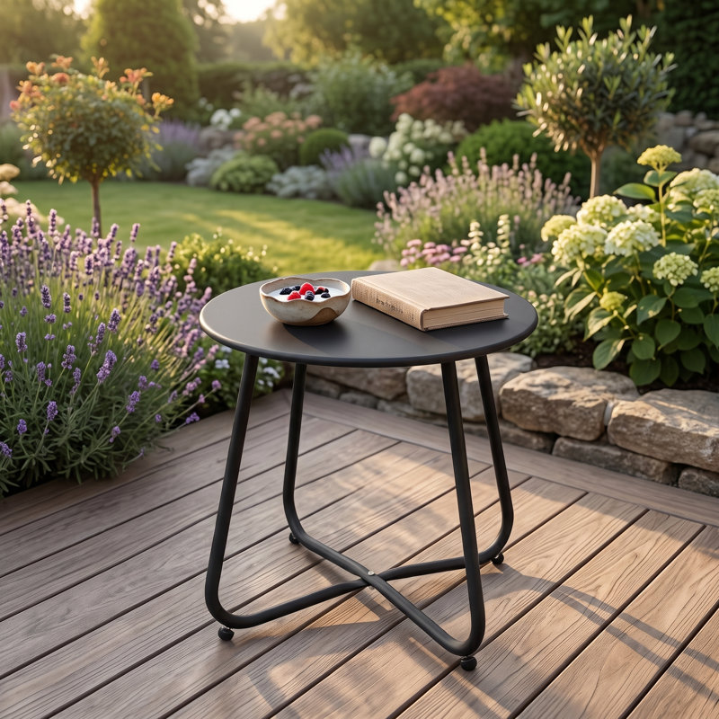 Table d'appoint d'extérieur en métal, Black