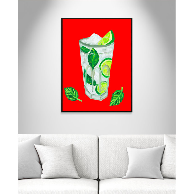 «Mojito Extra Mint Print» par Straker, Flottant espresso, H 49,5 po x l 37,5 po