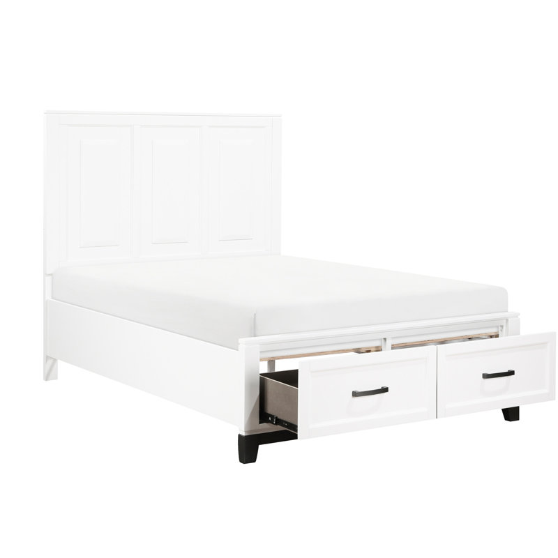 Lit plateforme blanc rustique avec rangement - attrayant choix de tiroirs