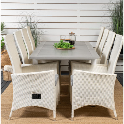 Jayesh 8 - Person Patio Dining Set with Extendable Rectangular Table , Cushions Included