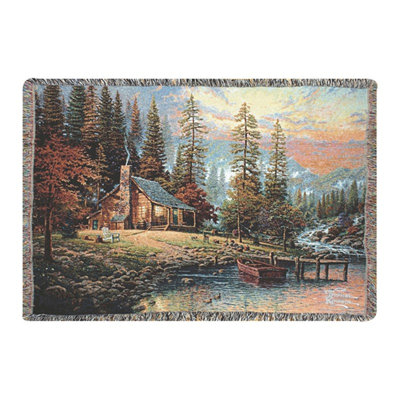 Manual Woodworkers & Weavers A Peaceful Retreat Woven Tapestry Throw – 60"x50"
