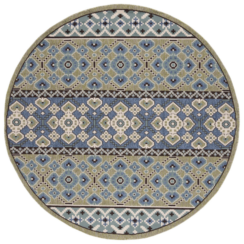 Tapis intérieur / extérieur Embyr Performance Ikat, Rond 6 pi 7 po