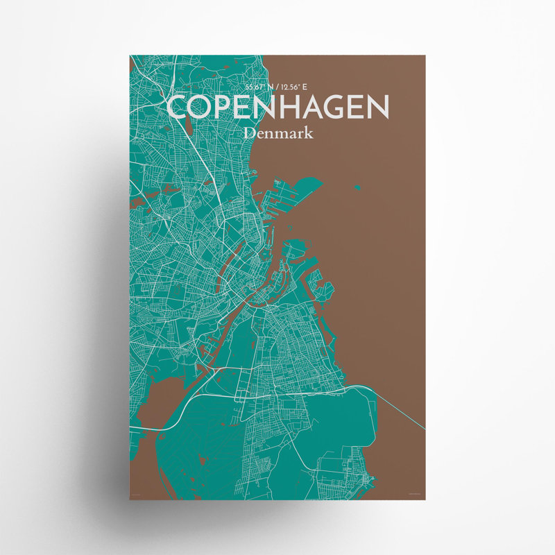 Copenhagen City Map In Nature - No Frame Print, 36cm H x 24cm W x 0.05cm D