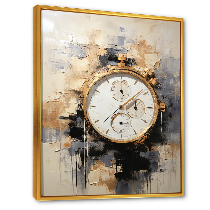 Minimalisme montre de luxe IV sur toile, Cadre flottant doré, H 32 po x l 24 po x P 1 po