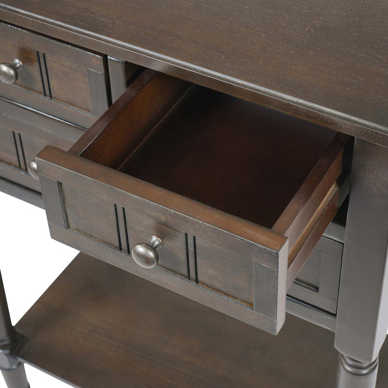 Console étroite avec trois tiroirs et tablette inférieure