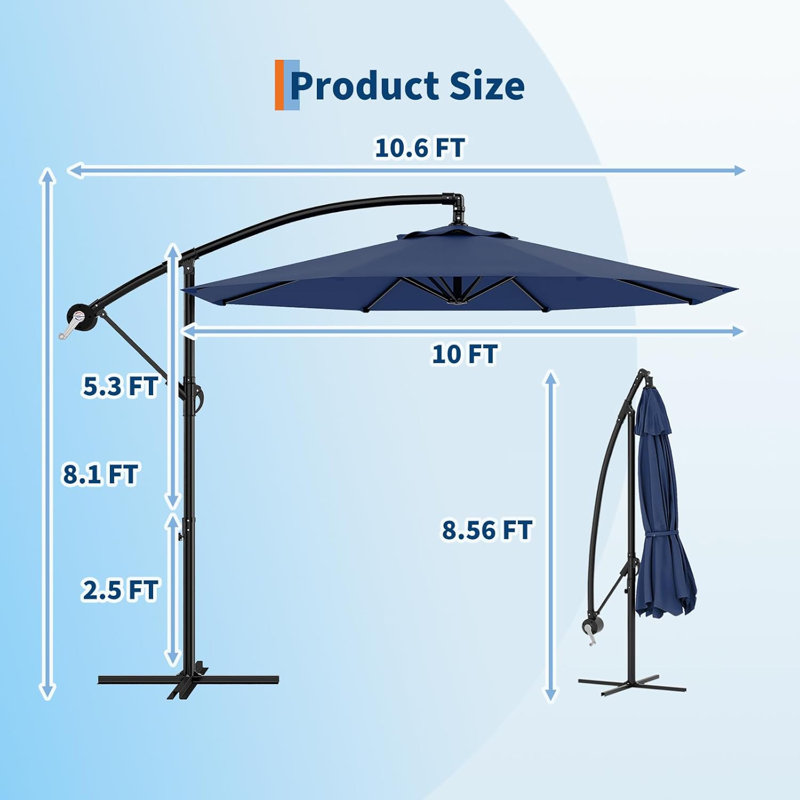 300cm Tilt Cantilever Parasol, Navy