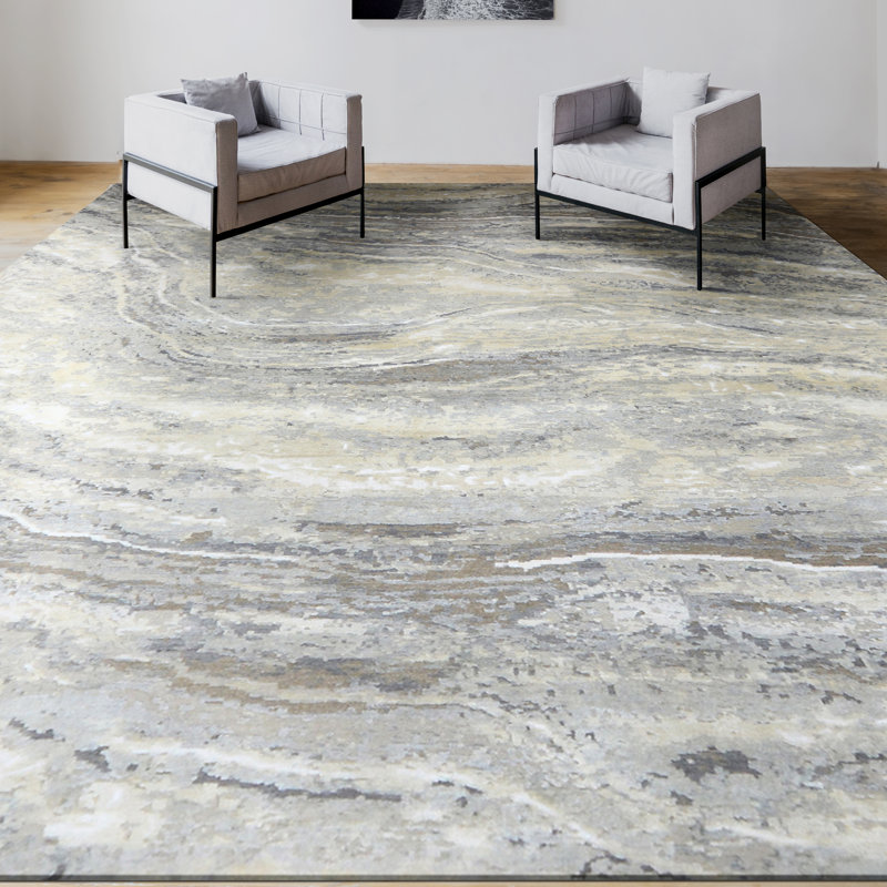 Hand Knotted Abstract Indoor Rug, Rectangle 8' x 10'