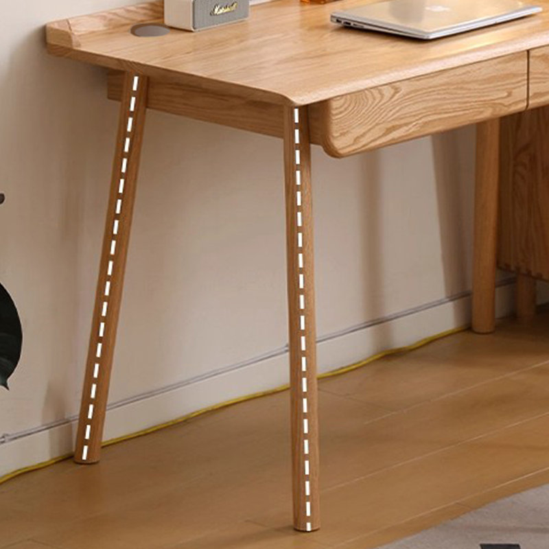Bureau d'écriture avec tiroir en bois de frêne naturel brun clair, H 30,7 po x l 62,99 po x P 27,55 po