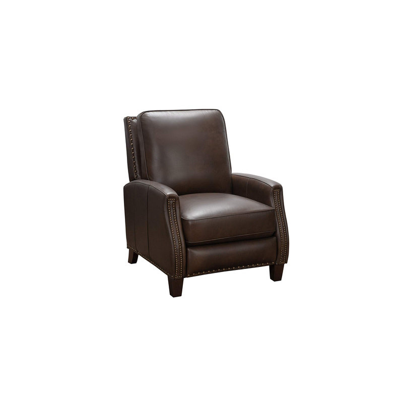 Llewellyn 31" Manual Standard Recliner, Dark Brown Genuine Leather