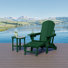 Outdoor Folding Adjustable Adirondack Chair With Hideaway Ottoman & Round Side Table