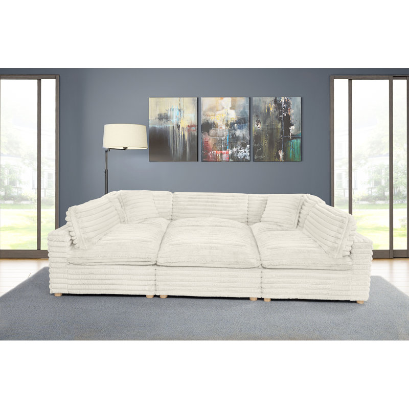 Ensemble modulaire 6 pièces en velours côtelé, Beige