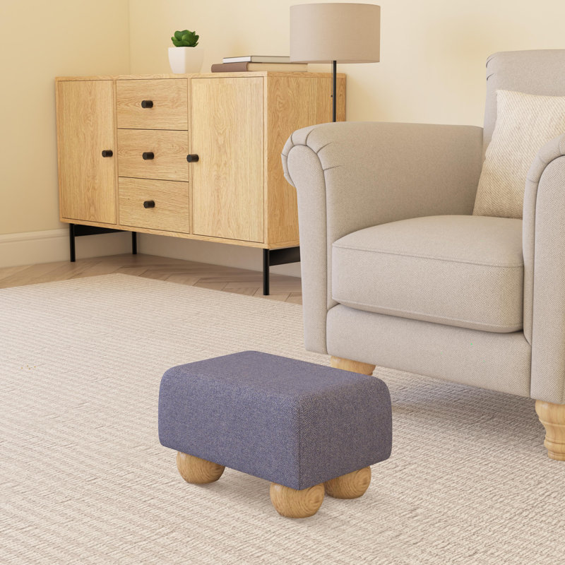 Manufactured Wood Accent Stool, Poz, Natural, Navy Blue