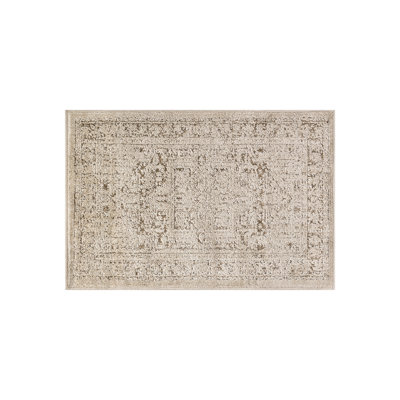 Textured Medallion Earth Beige Indoor High-Low Area Rug