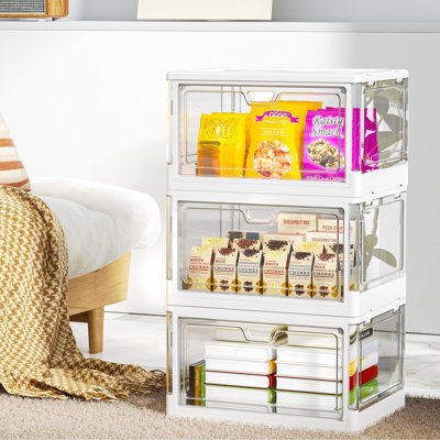Clear Storage Bins With Lid Stackable Storage Bins, Acrylic Organizers, Plastic Multifunctional Folding Storage Bins, Plastic Stackable Storage Box Fo