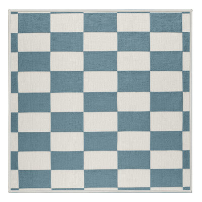 Machine Washable Checkered Beige Area Rug