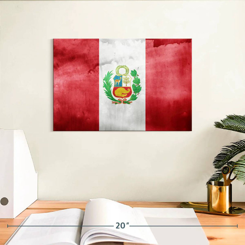 Washed Flag Of Peru, 8" H x 12" W