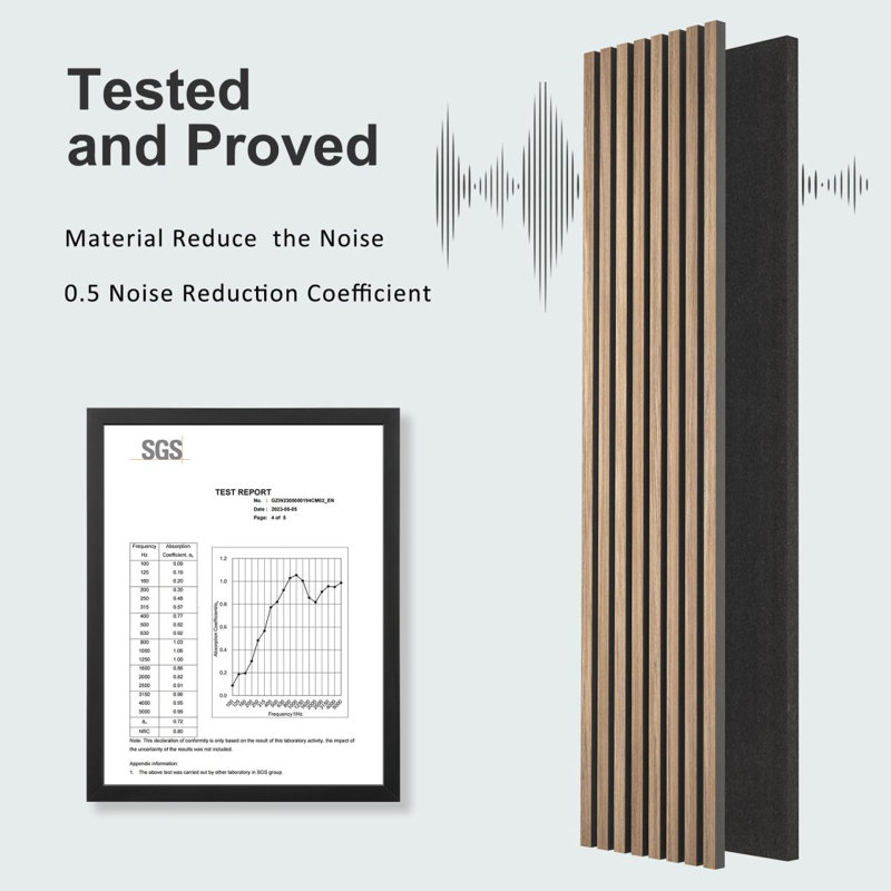Panneaux muraux en bois acoustique, paquet de 2 panneaux muraux insonorisés 94,5 "x 12,6", panneaux de lattes en bois pour décoration murale intérieure (noyer)