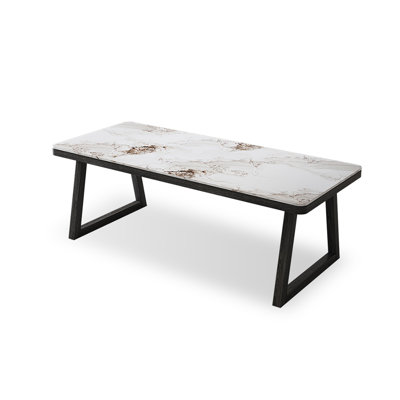 Black Rectangular Sintered Stone+Solid Wood Dining Table