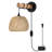 Rattan Boho Plug-in Swing Arm Sconce Farmhouse Lantern Basket Rattan Lampshade for Bedroom