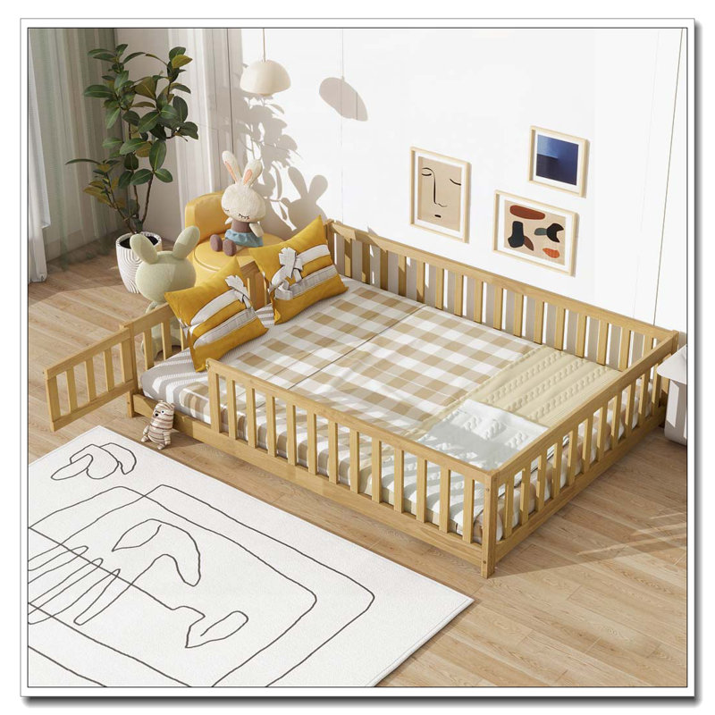 Lit en bois, Naturel, Lit double