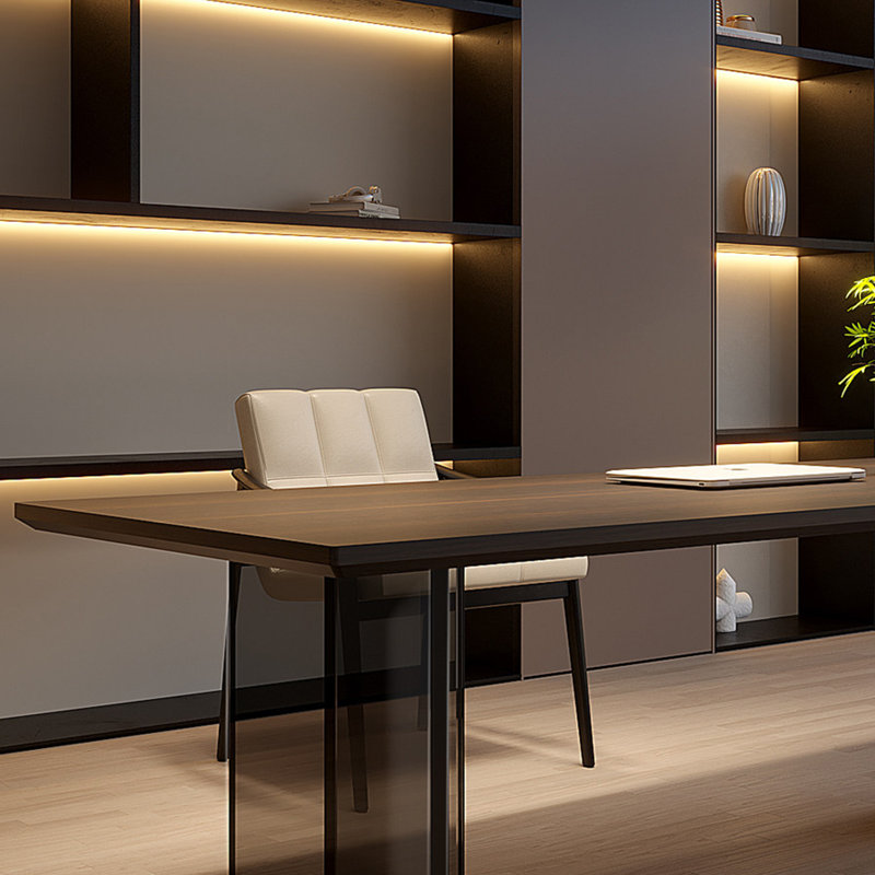 Bureau flottant sophistiqué en acrylique, H 29,52 po x l 94,49 po x P 33,46 po