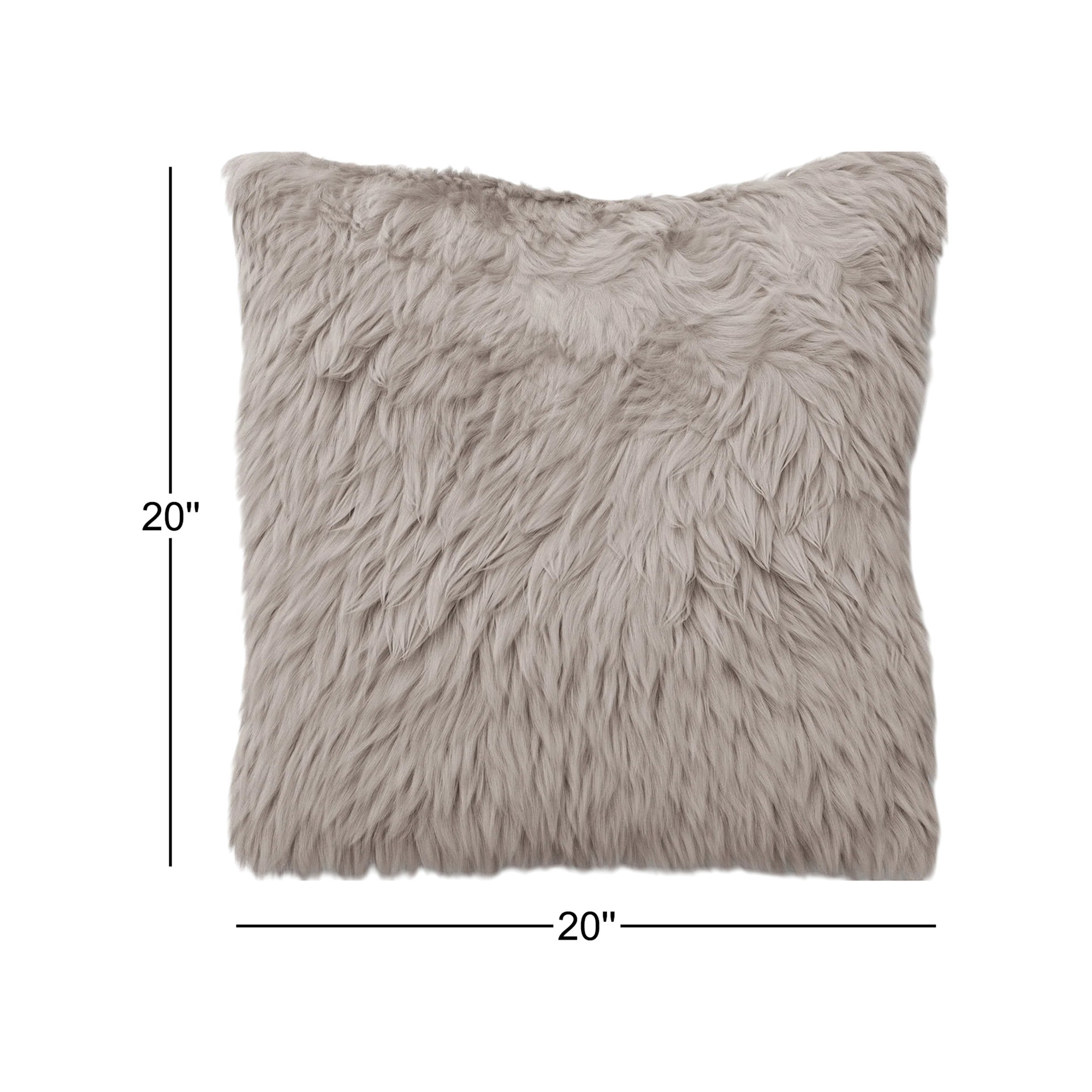 Lecia Faux Fur Throw Pillow, Gray