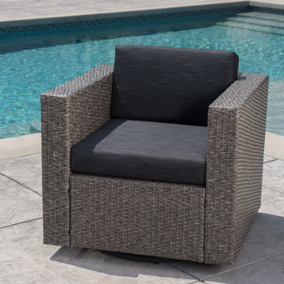 PUERTA MP1 Swivel Patio Chair with Removable Cushions - Black/Dark Grey