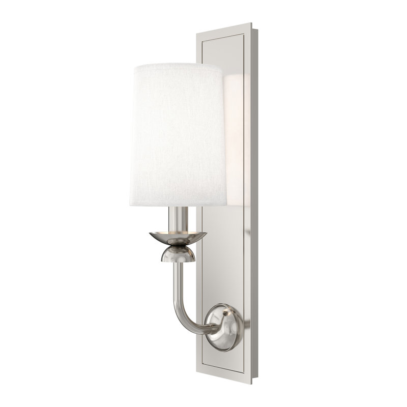 William Wall Sconce - Lacquered Burnished Brass - Rectangle Backplate, Polished Nickel