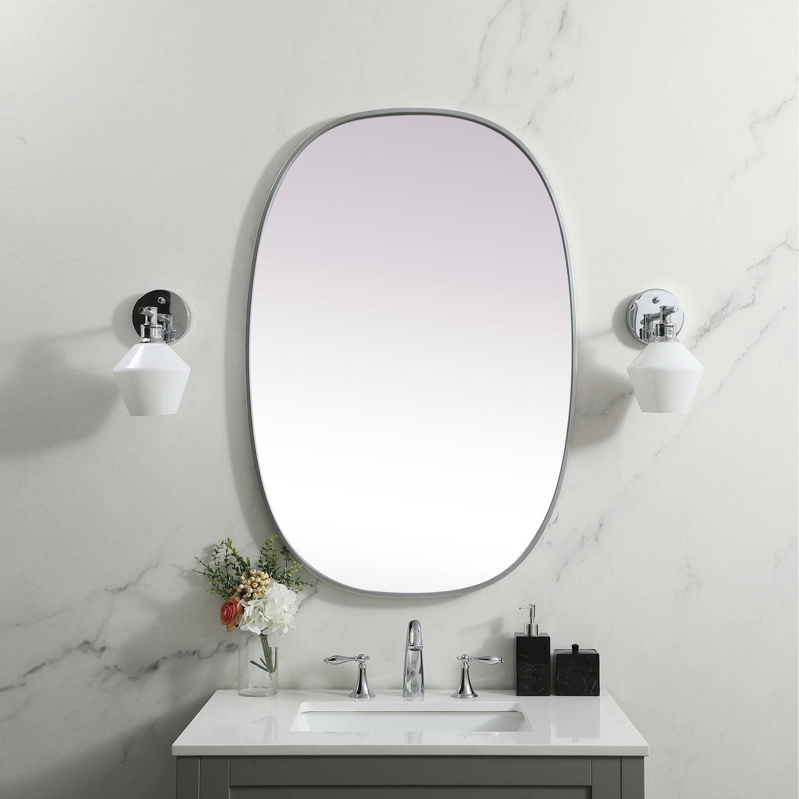 Sabine Accent Mirror, Silver, 40" x 27"