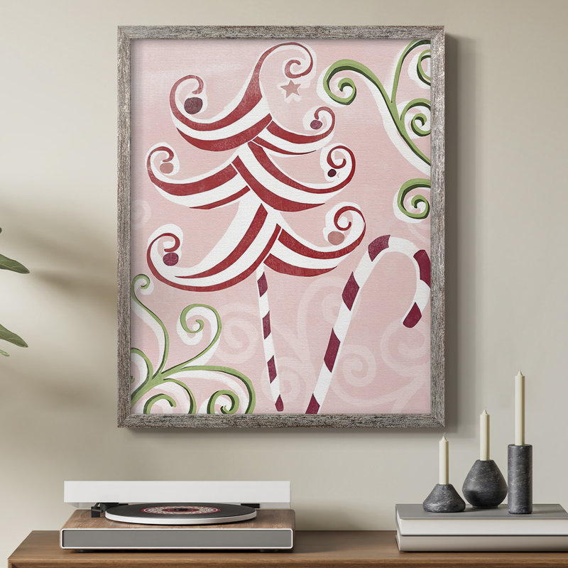 «Candy Cane Holiday I», reproduction encadrée - bois massif, H 30 po x l 24 po