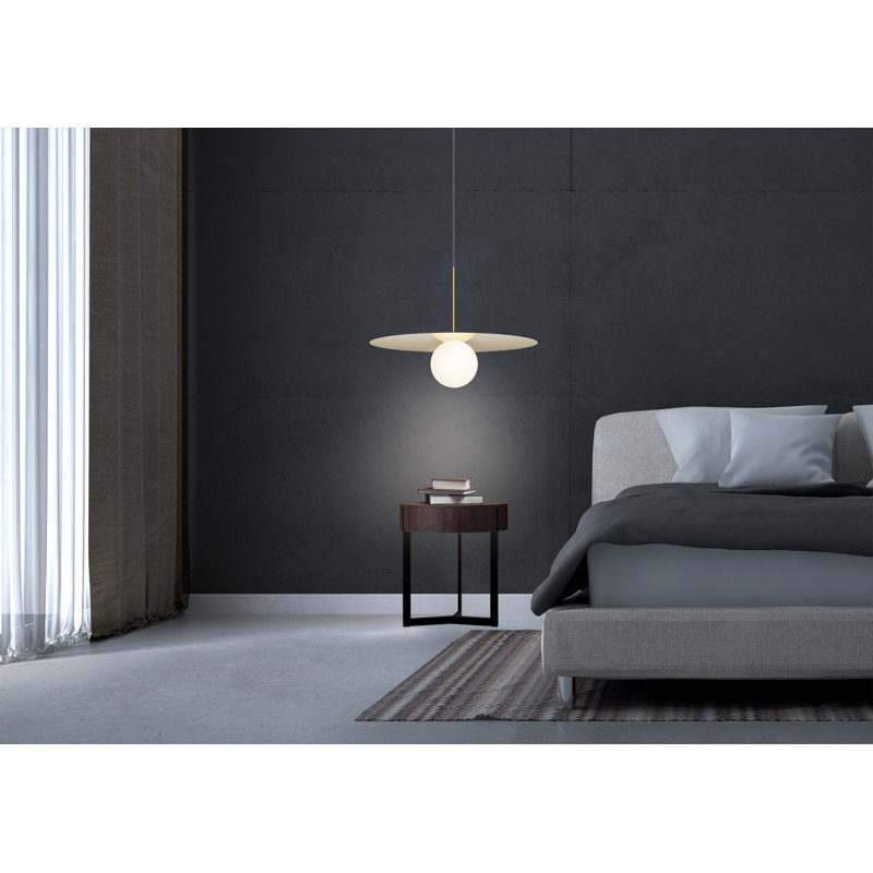 Luminaire suspendu à disque Bola, Laiton, H 17,5 po x l 32 po x P 32 po