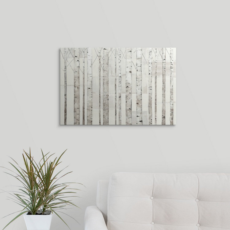«Birch Trees on White», impression de Sanna, H 16 po x l 24 po x 1,5 po, Toile
