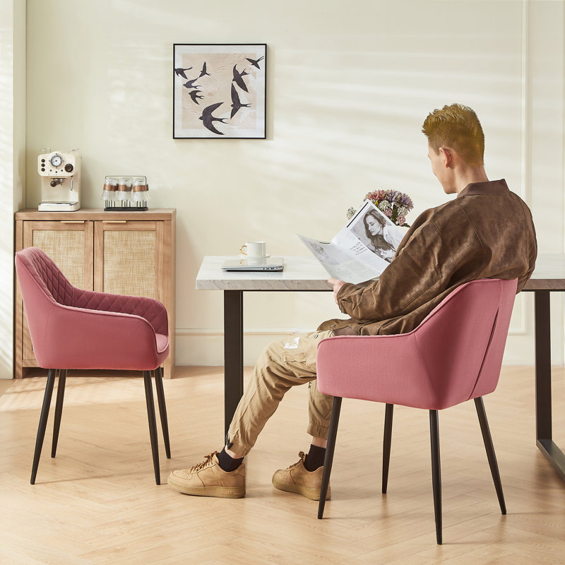 Mumtaj Velvet Upholstered Armchair, Rose
