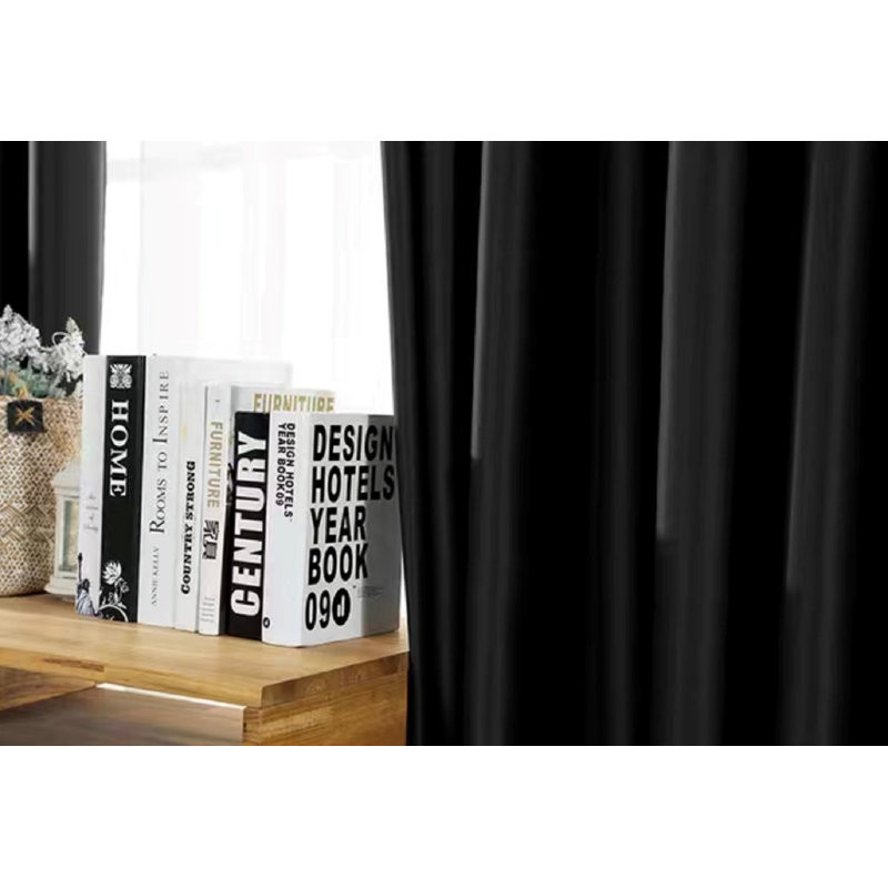 Polyester Blackout Curtain, Black, 52" W x 102" L