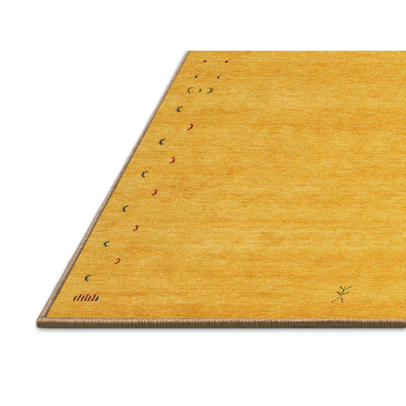Tapis de zone jaune/noir contemporaine, Rectangle 5 pi x 7 pi