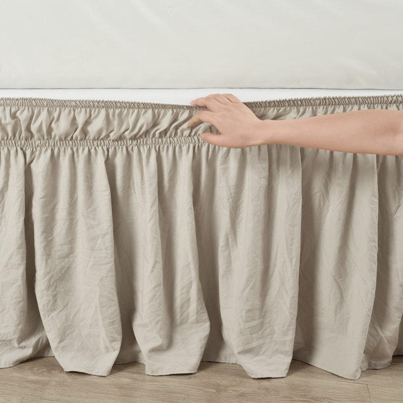 Ruffled Wrap Around Bed Skirt, King, Neutral