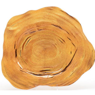17.5" Luxury Lodge Glittering Burnt Orange Rippling Wave Recycled Glass Christmas Charger Plate