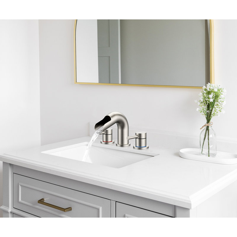 2-handle Bathroom Faucet with Drain Assembly, Brushed Nickel
