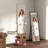 66"X14" 360掳 Rotating Solid Wood Full-Length Accent Mirror - Hook Storage Rack Coat Rack-868952353-868952352